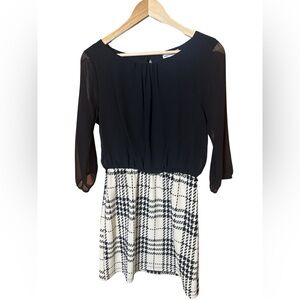 Dainty Hooligan Black Sheer Sleeve Plaid Dress Size M